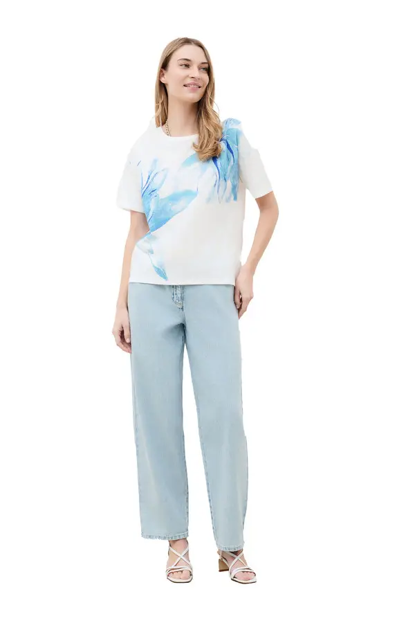 Round Neck Short Sleeve T-shirt with Print 2 Image