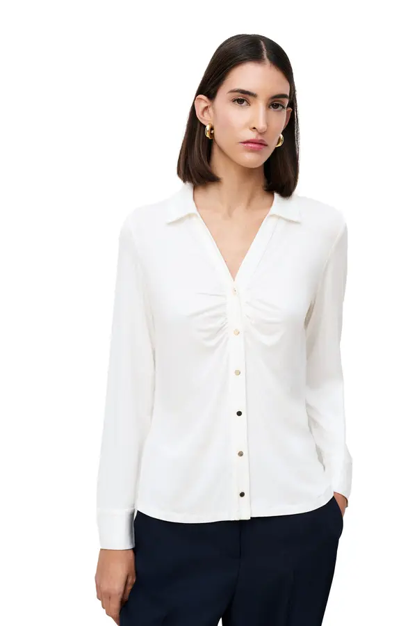 Ruched Button-Down Blouse 2 Image