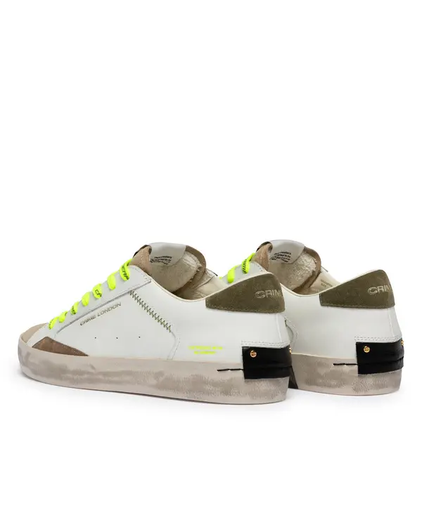 Distressed Army Green Leather Sneakers 2 Image