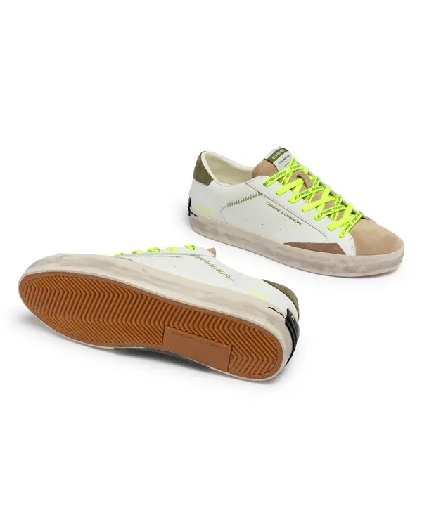 Distressed Army Green Leather Sneakers 3 Image