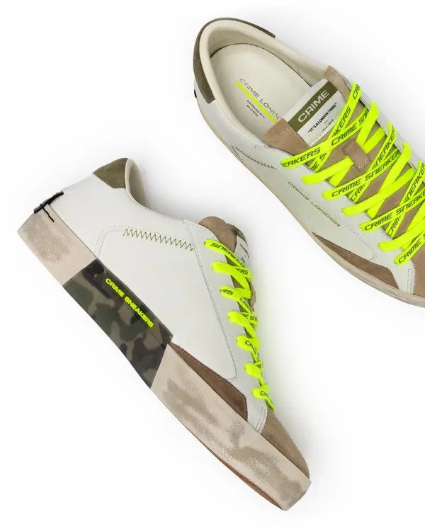 Distressed Army Green Leather Sneakers 4 Image