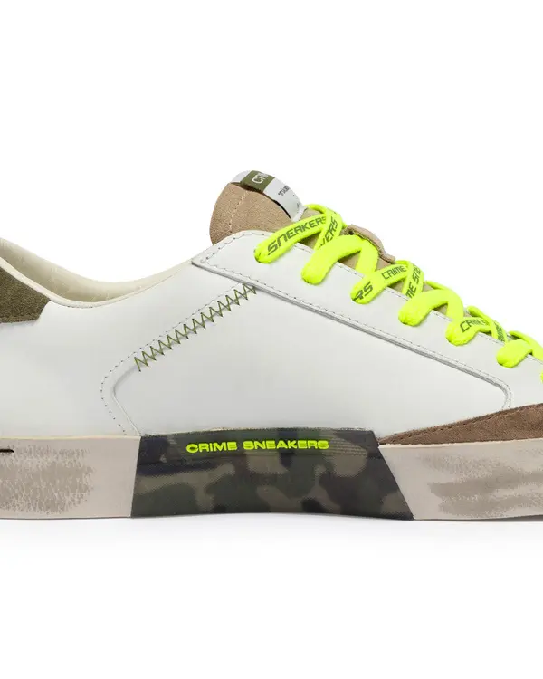 Distressed Army Green Leather Sneakers 5 Image