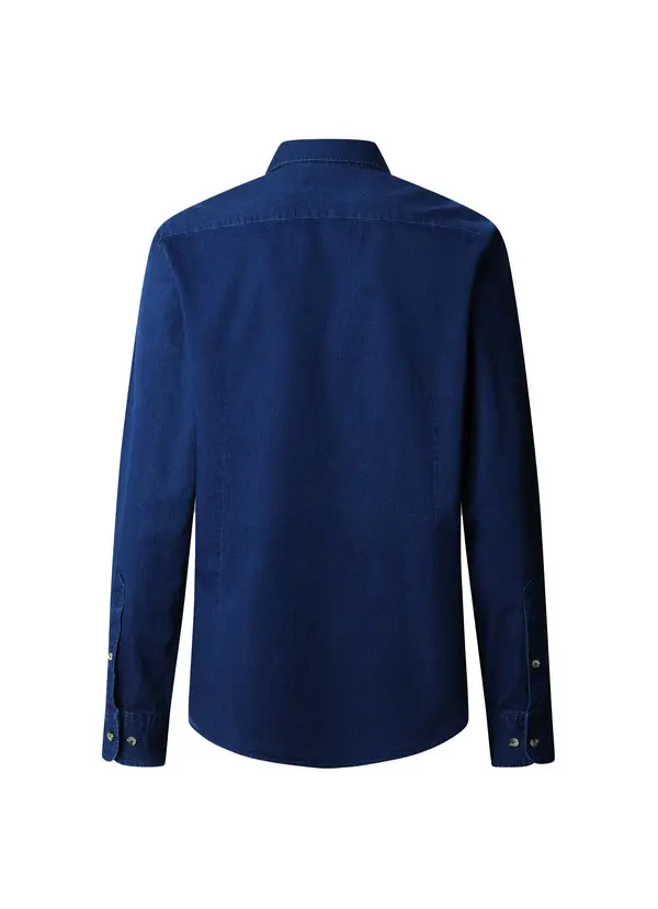 Tailored Fit Dark Blue Denim Shirt 1 Image