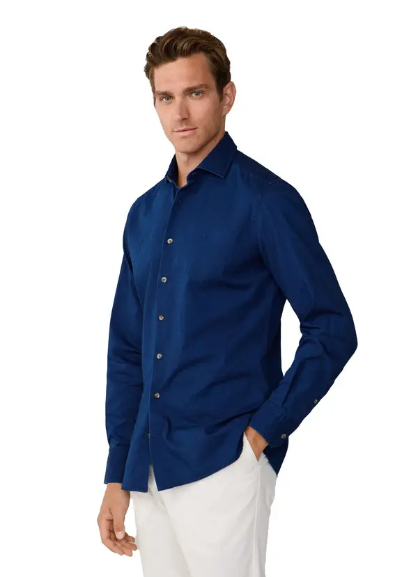 Tailored Fit Dark Blue Denim Shirt 2 Image