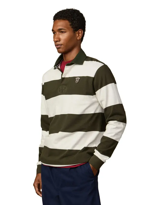 Classic Fit Long Sleeve Stripe Rugby Polo 3 Image