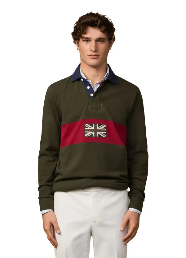 Classic Fit Long Sleeve Peaks Rugby Polo 2 Image