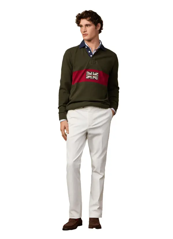 Classic Fit Long Sleeve Peaks Rugby Polo 3 Image