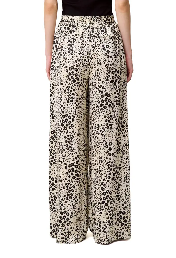 Animal Print Satin Wide Leg Trousers 1 Image