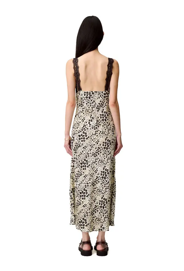 Satin Animal Print Sleeveless Dress 2 Image