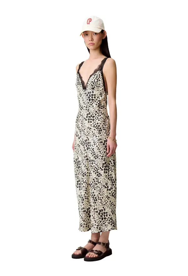 Satin Animal Print Sleeveless Dress 4 Image