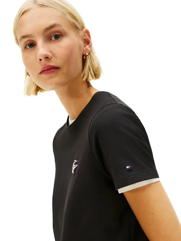 Logo Embroidery Jersey Crew Neck T-Shirt 1 Image