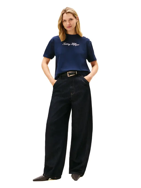 Gold-Tone Button Logo Embroidery Relaxed T-Shirt 2 Image