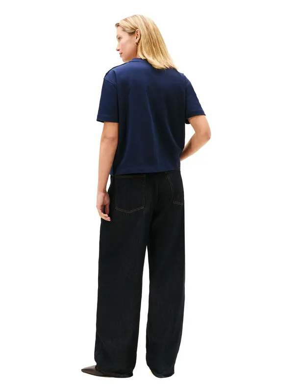 Gold-Tone Button Logo Embroidery Relaxed T-Shirt 3 Image