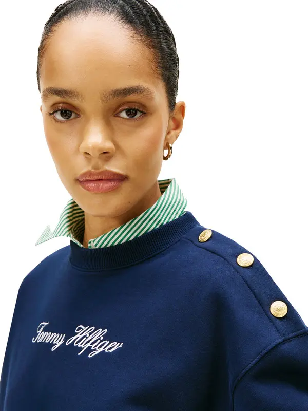 Gold Buttoned Script Sweatshirt 1 Image