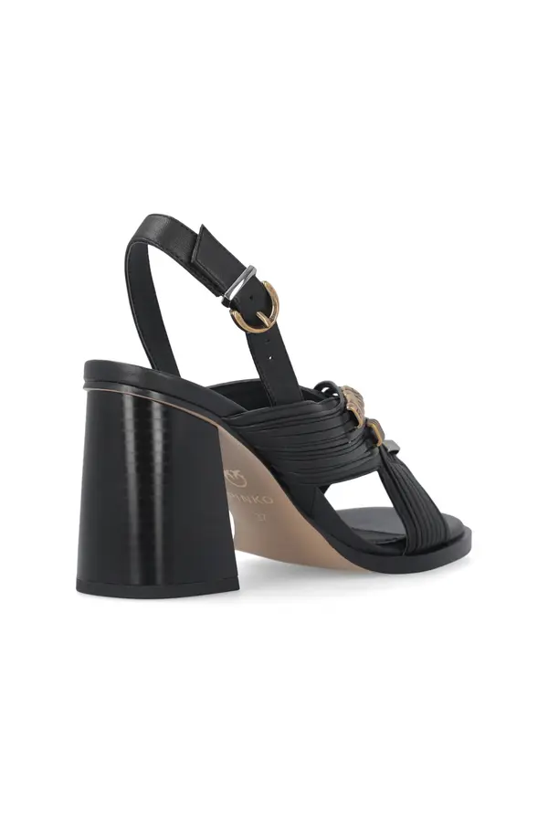 High Block Heel Leather Sandals 2 Image