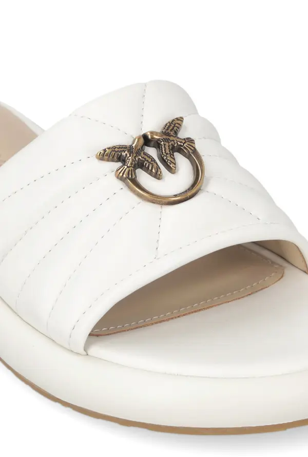 Perforated Nappa Leather Slide with Love Birds Logo 1 Image