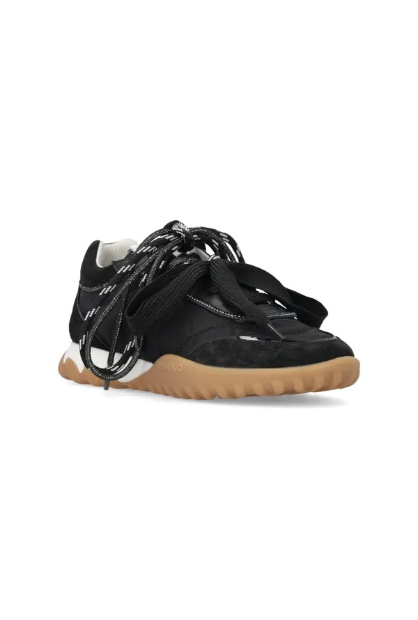 Suede & Technical Fabric Sneakers with Double Laces 3 Image