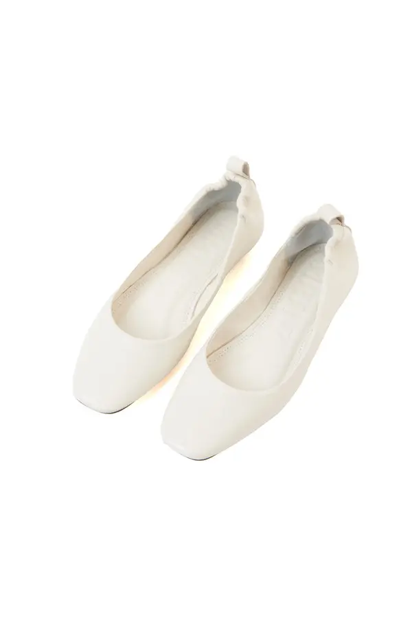 Leather Square Toe Glove Ballerinas with Elasticated Heel 2 Image