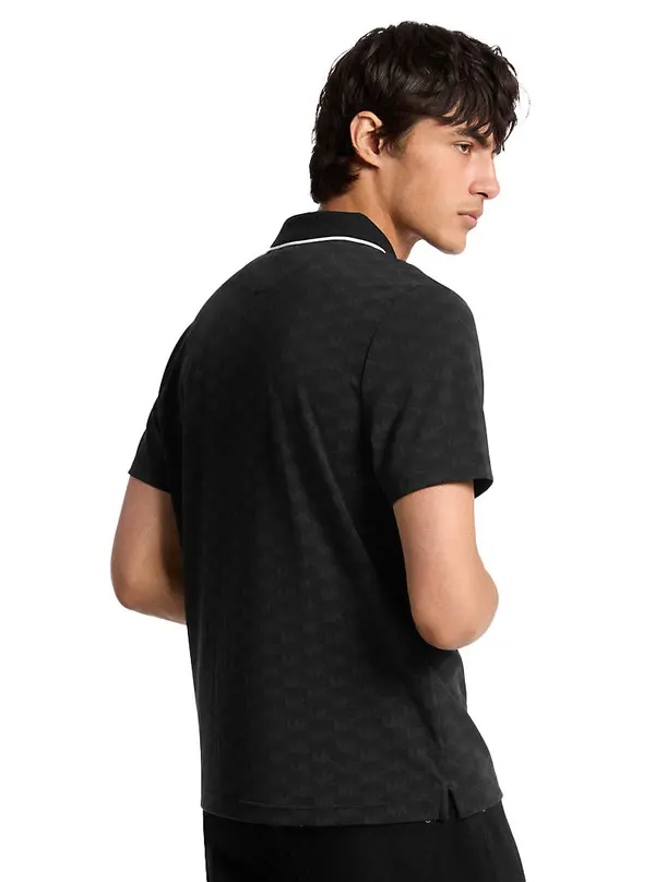Logo Jacquard Zip-Up Polo Shirt 1 Image