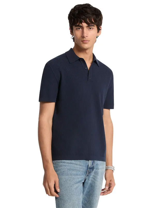 Ribbed Cotton Polo Shirt 1 Image