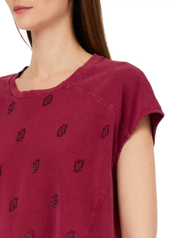 Short Sleeve T-Shirt With Gemstones 1 Image