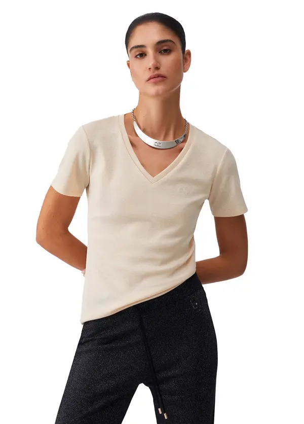 V-Neck Short Sleeve T-Shirt 1 Image