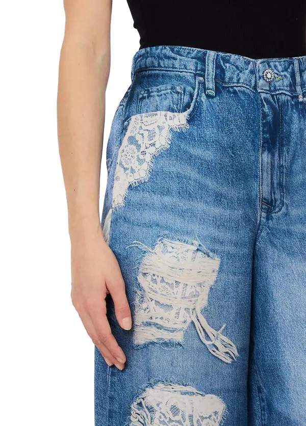 Wide Leg Jeans with Lace Details 1 Image