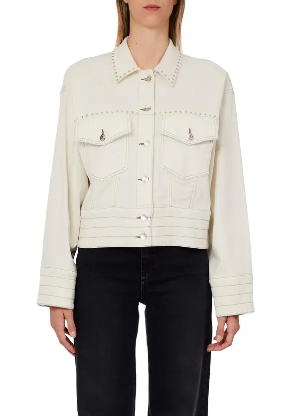 Studded Cropped Denim Jacket 2 Image