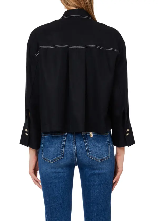 Top-stitched Buttoned Blouse 2 Image