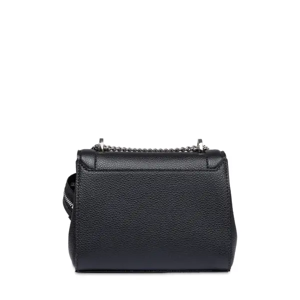 Small Grained Leather Crossbody Bag with Wide Logo Handle -  Black 2 Image