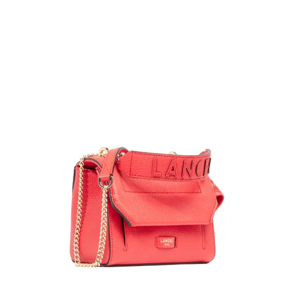 Small Grained Leather Crossbody Bag with Wide Logo Handle -  Kiss Red 1 Image