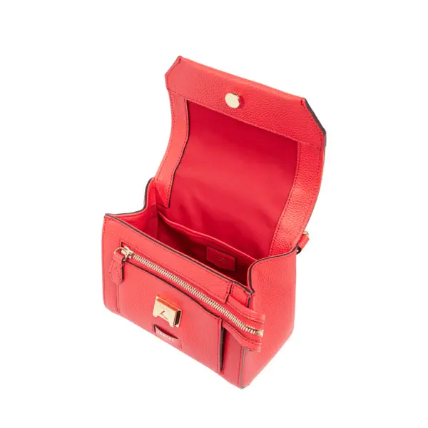 Small Grained Leather Crossbody Bag with Wide Logo Handle -  Kiss Red 2 Image