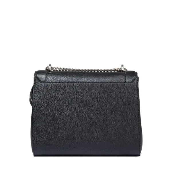 Medium Grained Leather Crossbody Bag with Wide Logo Handle -  Black 3 Image