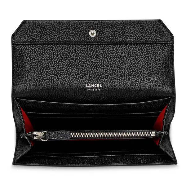 Slim Flap Leather Wallet - Black 1 Image