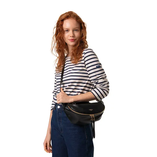 Mini Origami Smooth Leather Crossbody Bag - Black 2 Image