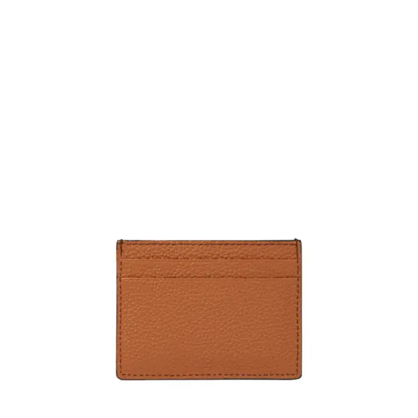 Camel Grained Leather Card Holder 1 Image