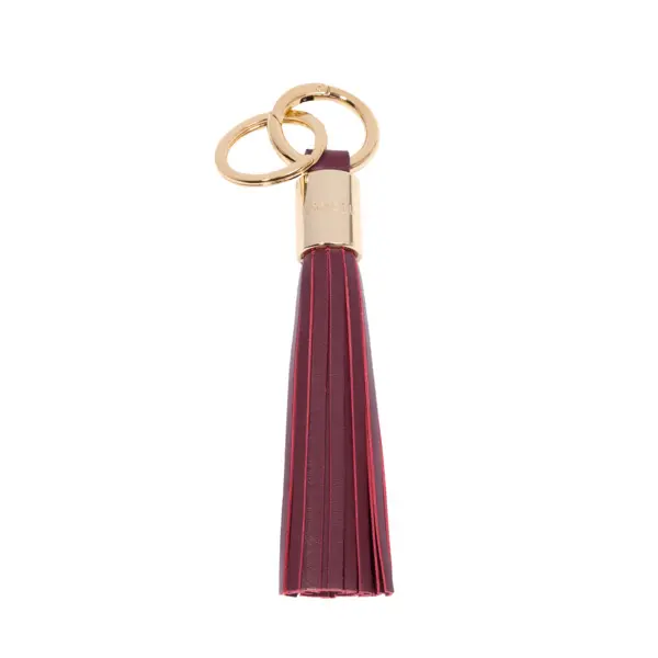 Red Leather Tassel Keychain 1 Image