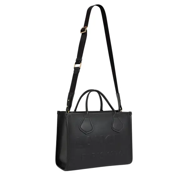 Black Medium Grained Leather Tote Bag 1 Image