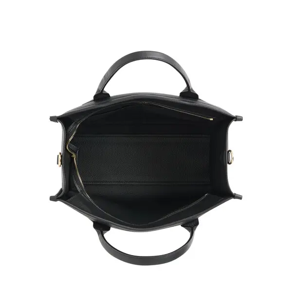 Black Medium Grained Leather Tote Bag 3 Image