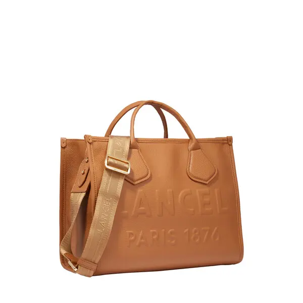 Camel Medium Grained Leather Tote Bag 1 Image