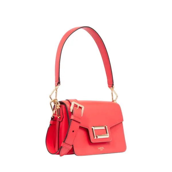 Red Small Smooth Cowhide Leather Flap Shoulder Bag 1 Image