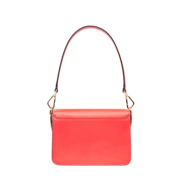 Red Small Smooth Cowhide Leather Flap Shoulder Bag 2 Image