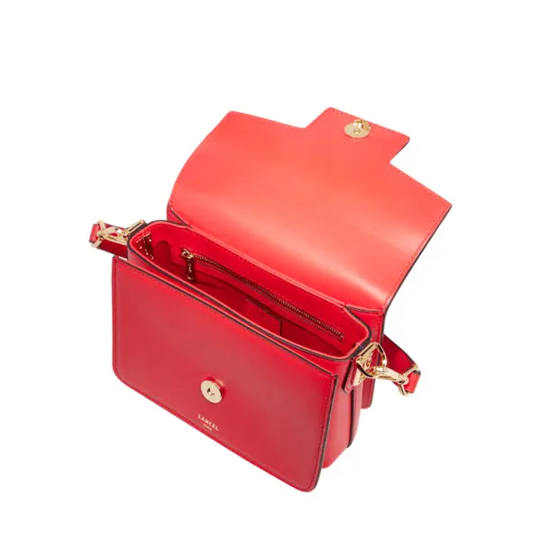 Red Small Smooth Cowhide Leather Flap Shoulder Bag 3 Image