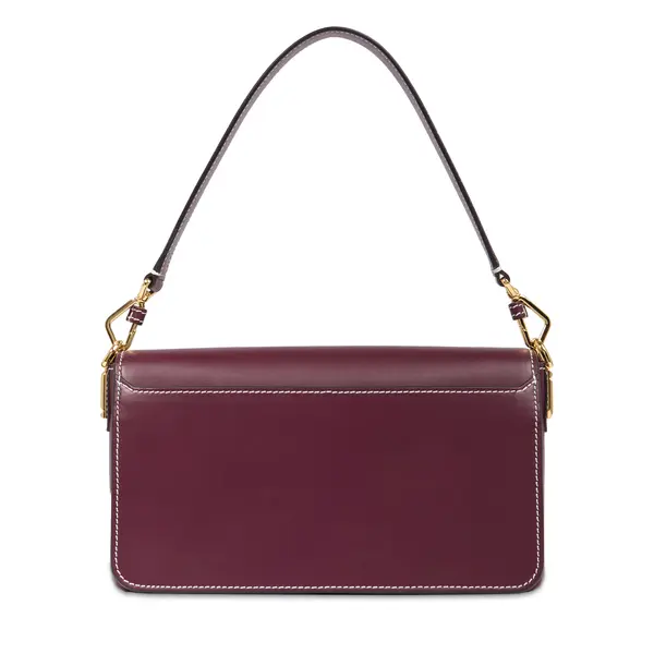 Medium Smooth Cowhide Leather Flap Shoulder Bag 4 Image