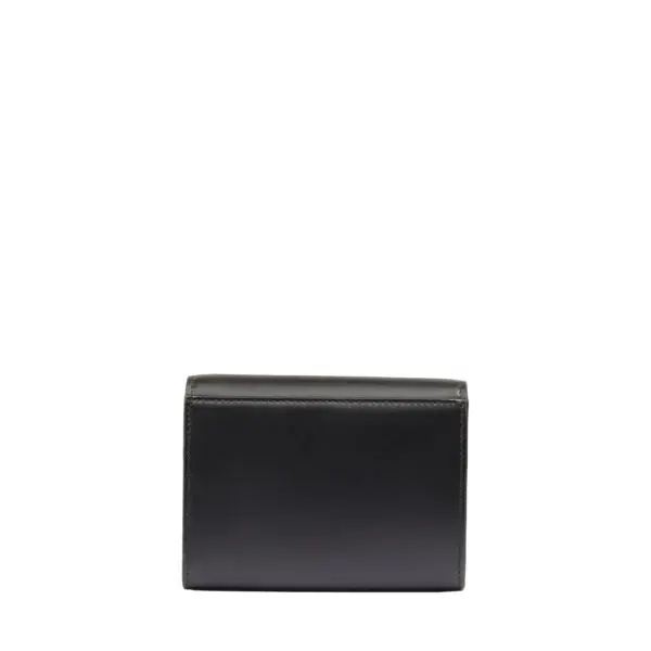 Black Smooth Leather Rectangular Flap Compact Wallet 1 Image