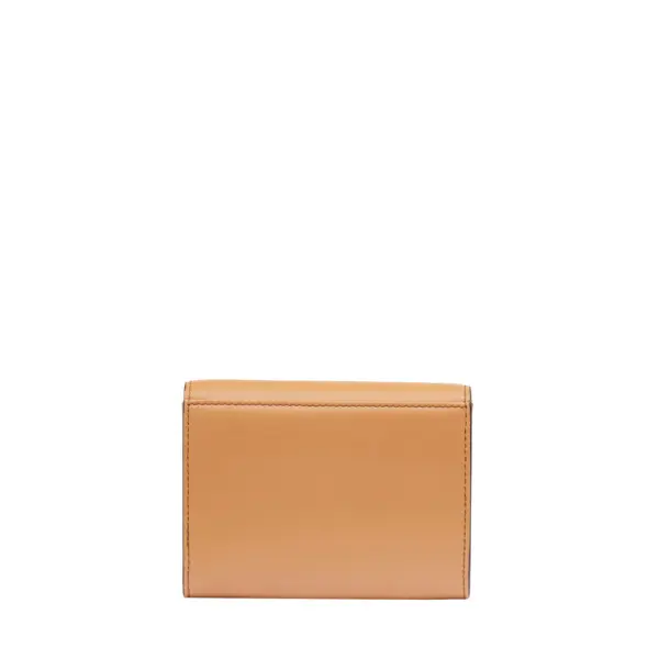 Camel Smooth Leather Rectangular Flap Compact Wallet 2 Image