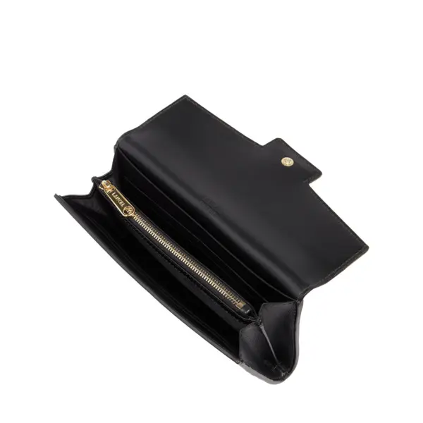 Black Long Angele Leather Wallet 2 Image