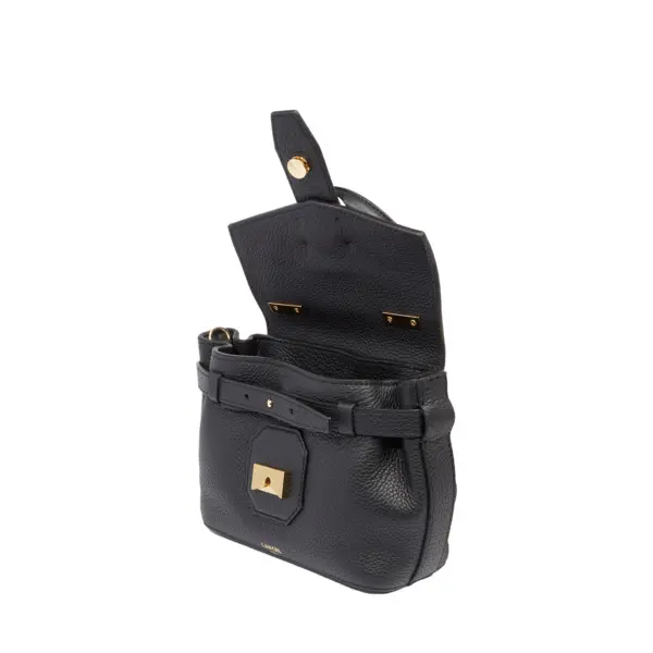 Black Grained Leather Mini Handbag 1 Image