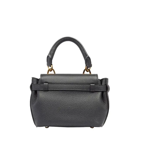 Black Grained Leather Mini Handbag 3 Image