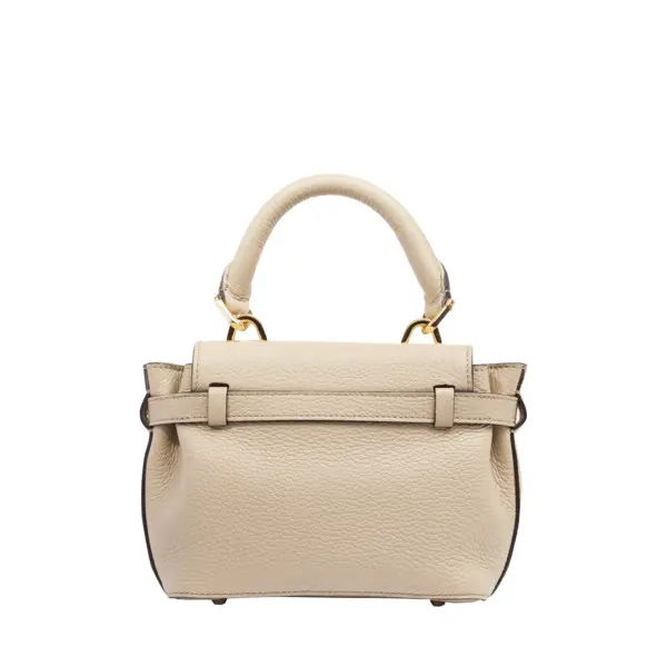 Beige Grained Leather Mini Handbag 1 Image